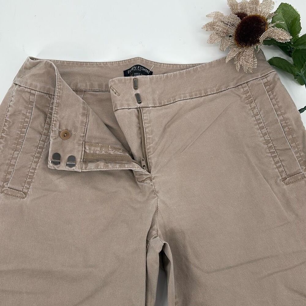 Eileen Fisher Roll-Cuff Cotton Lyocell Blend Cropped Capri Pants Beige Size PP - Picture 3 of 12